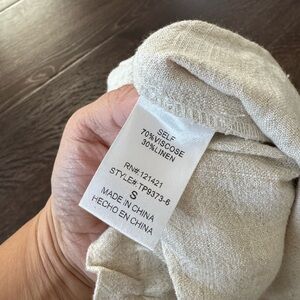 Beige Viscose Linen Blend Top